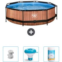Exit Toys - Piscine Ronde Structure Bois exit - 300 x 76 cm - Comprend des Accessoires CB89