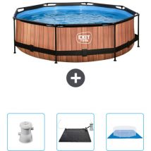 Exit Toys - Piscine Ronde Structure Bois exit - 300 x 76 cm - Comprend des Accessoires CB91