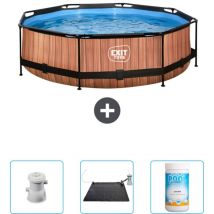 Exit Toys - Piscine Ronde Structure Bois exit - 300 x 76 cm - Comprend des Accessoires CB92