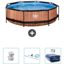 Exit Toys - Piscine Ronde Structure Bois exit - 300 x 76 cm - Comprend des Accessoires CB93