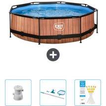 Exit Toys - Piscine Ronde Structure Bois exit - 300 x 76 cm - Comprend des Accessoires CB94