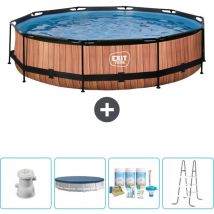 Exit Toys - Piscine Ronde Structure Bois exit - 360 x 76 cm - Comprend des Accessoires CB20