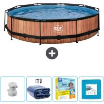 Piscine Ronde Structure Bois EXIT - 360 x 76 cm - Comprend des Accessoires CB23