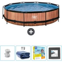 Exit Toys - Piscine Ronde Structure Bois exit - 360 x 76 cm - Comprend des Accessoires CB24