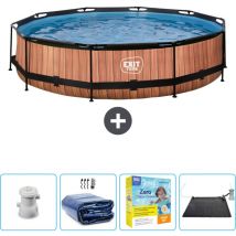 Exit Toys - Piscine Ronde Structure Bois exit - 360 x 76 cm - Comprend des Accessoires CB25