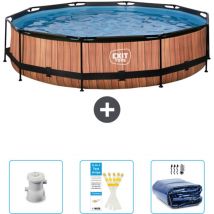 Exit Toys - Piscine Ronde Structure Bois exit - 360 x 76 cm - Comprend des Accessoires CB86