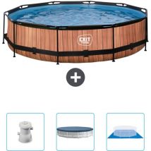Exit Toys - Piscine Ronde Structure Bois exit - 360 x 76 cm - Comprend des Accessoires CB88