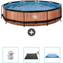 Exit Toys - Piscine Ronde Structure Bois exit - 360 x 76 cm - Comprend des Accessoires CB91
