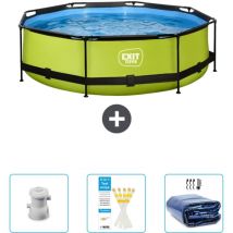 Exit Toys - Piscine Ronde Structure Chaux exit - 300 x 76 cm - Comprend des Accessoires CB86