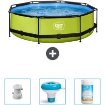 Piscine Ronde Structure Chaux EXIT - 300 x 76 cm - Comprend des Accessoires CB89