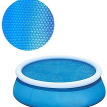 Cyslmuk - Piscine solaire, couverture de rétention de chaleur ronde de 8 pieds, jacuzzi bleu, couverture de piscine solaire étanche à la poussière,