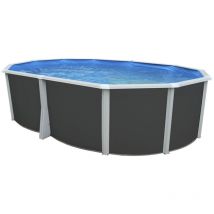 Kit piscine hors-sol acier TOI anthracite ibiza compact ovale 550X366X132cm filtre à sable