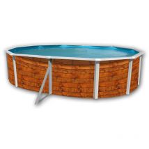 Kit piscine hors-sol acier TOI etnica ovale 5.50 x 3.66 x 1.20m décor bois