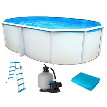 Piscine hors-sol acier TOI ibiza Prestige ovale 640X366X132cm filtre à sable