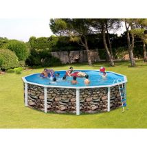 TOI - Kit piscine hors-sol acier muro ronde Ø3.50 x 1.20m décor pierre