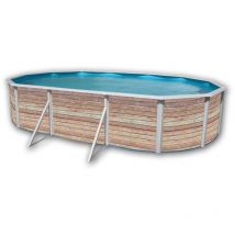 Kit piscine hors-sol acier TOI pinus ovale 6.40 x 3.66 x 1.20m décor bois