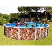 Kit piscine hors-sol acier TOI rocalla ronde Ø3.50 x 1.20m décor pierre