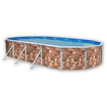 Kit piscine hors-sol acier TOI rocalla ovale 7.30 x 3.66 x 1.20m décor pierre