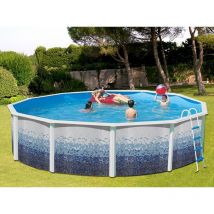 Kit piscine hors-sol acier TOI trencadis ronde Ø6.40 x 1.20m décor céramique