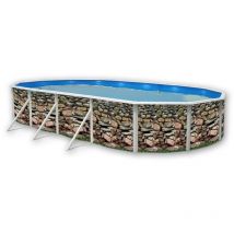 Kit piscine hors-sol acier TOI muro ovale 7.30 x 3.66 x 1.20m décor pierre
