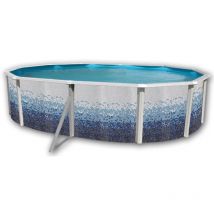 Kit piscine hors-sol acier TOI trencadis ovale 5.50 x 3.66 x 1.20m décor céramique