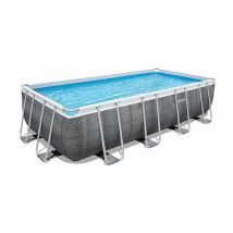 Bestway - destockage - Piscine tubulaire Power Steel Rotin Gris 5,49 x 2,74 x 1,22 m