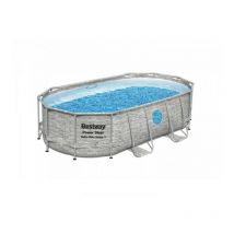 Ramroxx - Piscine tubulaire ovale bestway - 427 x 250 x 100 cm - 7 250 l - motif rotin - Power Steel - SwimVista - 56714