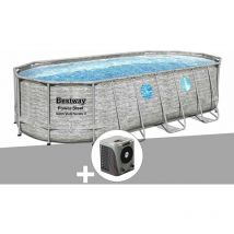 Ramroxx - Kit piscine tubulaire ovale Bestway Power Steel SwimVista avec hublots 5,49 x 2,74 x 1,22 m + Pompe à chaleur