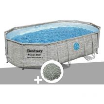Ramroxx - Kit piscine tubulaire ovale Bestway Power Steel SwimVista avec hublots 4,88 x 3,05 x 1,07 m + 10 kg de zéolite