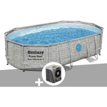 Ramroxx - Kit piscine tubulaire ovale Bestway Power Steel SwimVista avec hublots 4,88 x 3,05 x 1,07 m + Pompe à chaleur