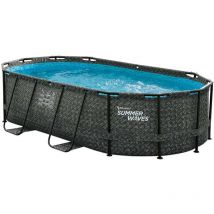 Summer Waves - Piscine tubulaire Active Frame Pool effet Chevron ovale 4,24 x 2,50 x 1,00 m