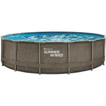 Summer Waves - Piscine tubulaire Active Frame Pool ronde effet rotin 4,57 x 1,06 m