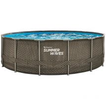 Summer Waves - Piscine tubulaire Active Frame Pool ronde effet rotin 4,88 x 1,22 m