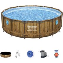 Bestway - 56725 Set piscine Power Steel Swim Vista en imitation bois, 488x122 cm