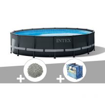 Kit piscine tubulaire Intex Ultra XTR Frame ronde 4,88 x 1,22 m + Bâche à bulles + 20 kg de zéolite