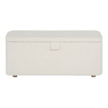 Loungitude - pistache - Bout de lit avec rangement en tissu bouclette - Blanc