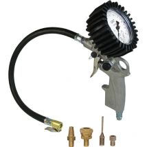 Pistola gonfiaggio pneumatici - calibrato con tubo da 37 cm + set di adattatori da 4 pezzi Vincitore qualità-prezzo