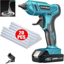 Pedony - Pistola per colla a caldo senza fili da 100 w per casa e giardino, mini pistola per colla + 20 stick di colla da 11 mm + 1 batteria da 3,0 a
