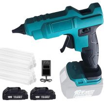 Teetok - Pistola per colla, colla a caldo Trigger elettrico Colla artigianale 10 stick di colla + 2 batterie da 3000 mAh + Caricabatterie