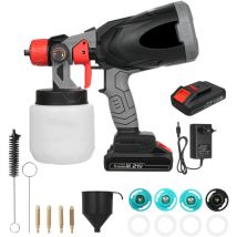 Pistolet à peinture à batterie au lithium avec buse 1,0/1,5/1,8/2,0/2,5 mm + entonnoir de mesure de viscosité + brosse de nettoyage + outils de