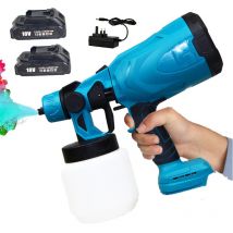 Pulvérisateur de peinture sans fil hvlp Pistolet de pulvérisation électrique 550 w Pistolet à peinture de clôture à main, + 2 batteries 3,0 a +