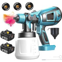 Pistolet à peinture,1000 ml pulvérisateur de peinture sans fil HVLP, pistolet à pulvérisation sans air + batterie de 2x 5500mAh (pas de chargeur)