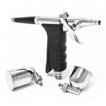 Wiltec - Kit Pistolet aérographe professionnel Modèle 116 – Action double da – avec Buse et Aiguille 0,3 mm – Godets 7 / 10 ml – Tatouage, bronzage,