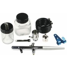 Kit aérographe / Airbrush 2101050 – Pistolet à peinture 0,3 mm – Gobelet en verre 22 cc – Outillage