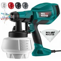Pistolet à Peinture -Amélioré - NEU MASTER Pistolet à Peinture Électrique, [500W/1200ml/4 Buses/3 Modèles] Pistolet électrique HVLP