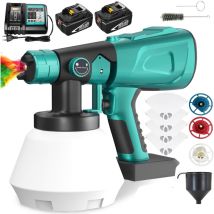 PEDONY – Pistolet à peinture sans fil 1000 ml – 4 buses, compatible batteries Makita – Idéal pour murs, plafonds, meubles
