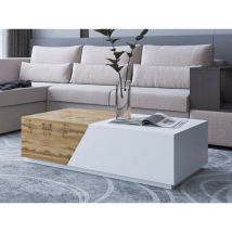 Bestmobilier - Pitt - table basse - 124 cm - style industriel - bois / blanc
