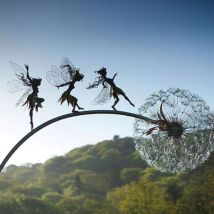 Pixie Fairy Garden Sculpture Stake Fairies Dancing With Dandelions Miniature Landscape Statue Prato Decorazione 1 pz (Stile b)