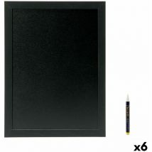 Securit - Pizarra woody teca de pared negro 40 x 20 cm