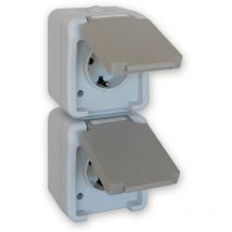 102437 Feuchtraum-Schalterprogramm Doppelsteckdose Pera Hellgrau, Dunkelgrau 1 St. - Peranova